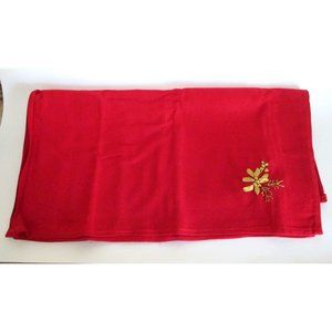 4 Red Holiday Napkins Gold Ribbon Embroidery 16" x 16" NEW